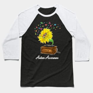 Autism Awareness Sunflower Music Box Baseball T-Shirt